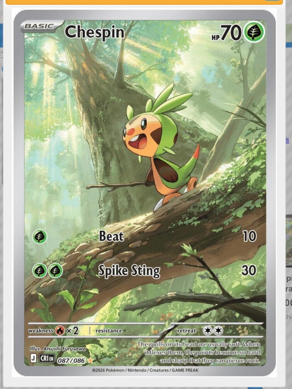 Chespin #87 Pokemon Chaos Rising